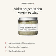 Sådan bruger du DETOX SCRUB ESSENTIAL – 3 trin – SARDKOPENHAGEN