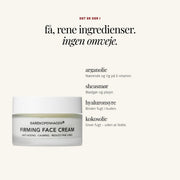 Ingredienser i FIRMING FACE CREAM: arganolie, sheasmør, hyaluronsyre, kokosolie – SARDKOPENHAGEN